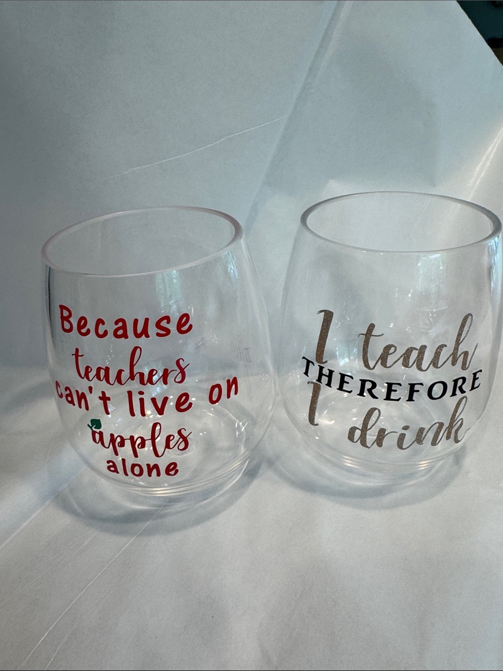NWT -Acrylic Stemless Wine Glasses for Teachers